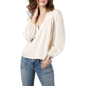 NWT Band Of The Free Cash Ivory Long Sleeve Satin Popover Blouse Size XS Boho